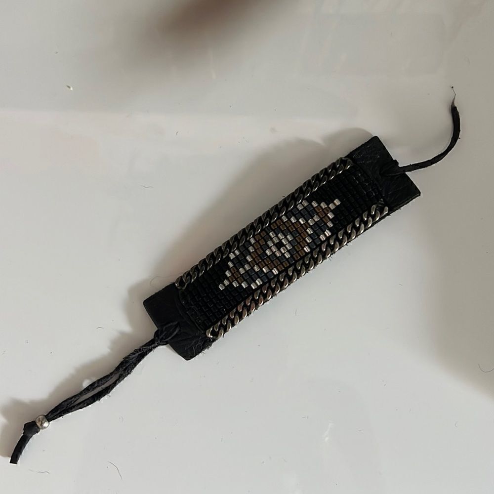 Beaded Thick Bracelet Leather Tie Bracelet
